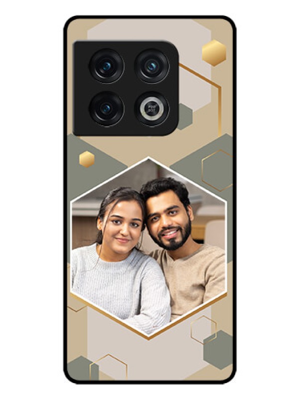Custom OnePlus 10 Pro 5G Photo Printing on Glass Case - Stylish Hexagon Pattern Design