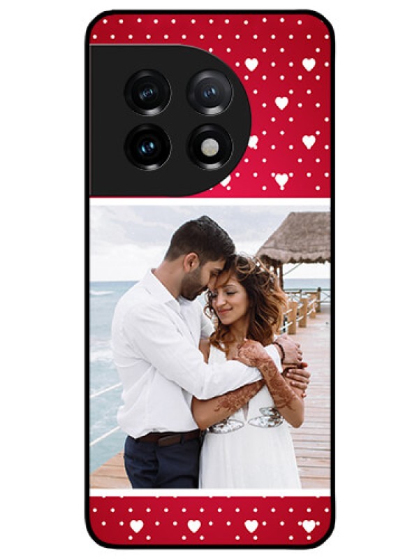 Custom OnePlus 11 5G Photo Printing on Glass Case - Hearts Mobile Case Design