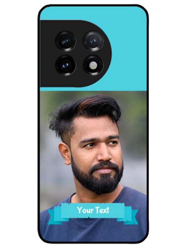 Custom OnePlus 11 5G Personalized Glass Phone Case - Simple Blue Color Design