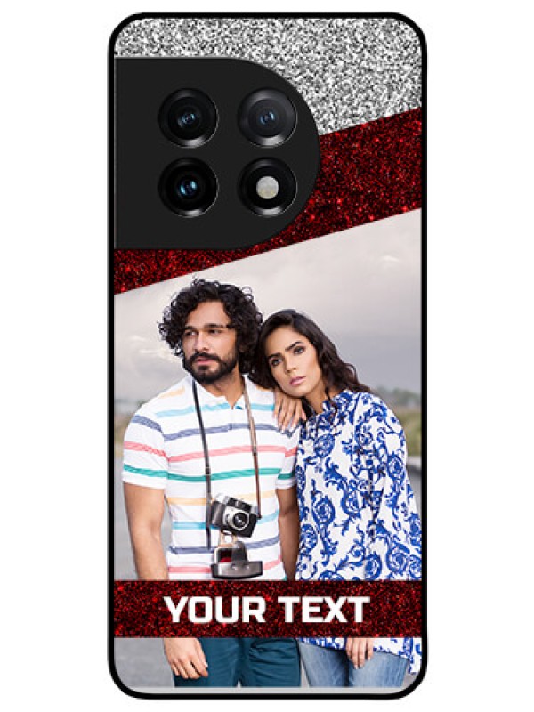 Custom OnePlus 11 5G Personalized Glass Phone Case - Image Holder with Glitter Strip Design