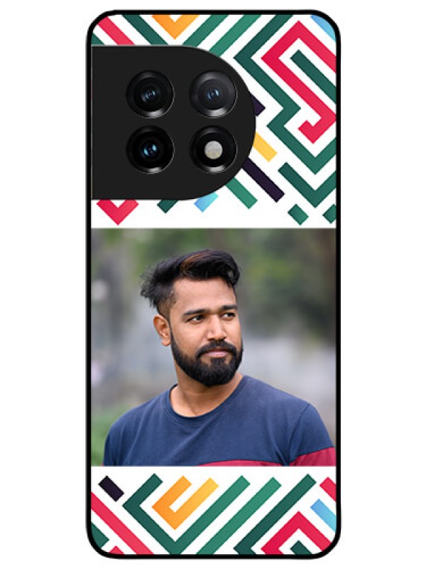 Custom OnePlus 11 5G Personalized Glass Phone Case - Colorful Maze Pattern Design