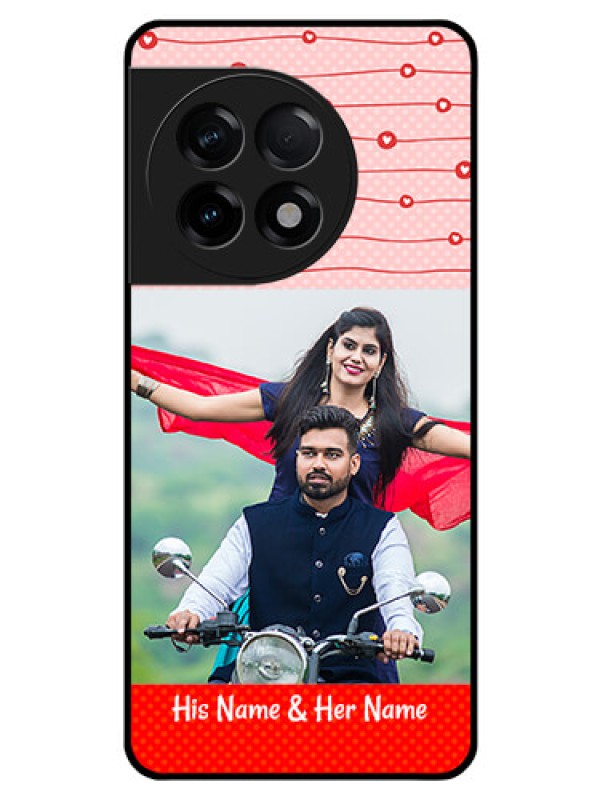 Custom OnePlus 11R 5G Personalized Glass Phone Case - Red Pattern Case Design