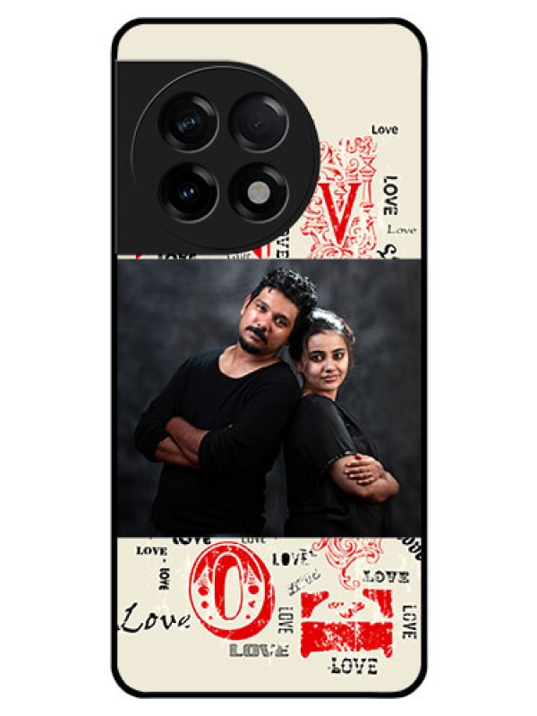 Custom OnePlus 11R 5G Photo Printing on Glass Case - Trendy Love Design Case