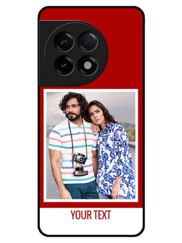 Custom OnePlus 11R 5G Personalized Glass Phone Case - Simple Red Color Design