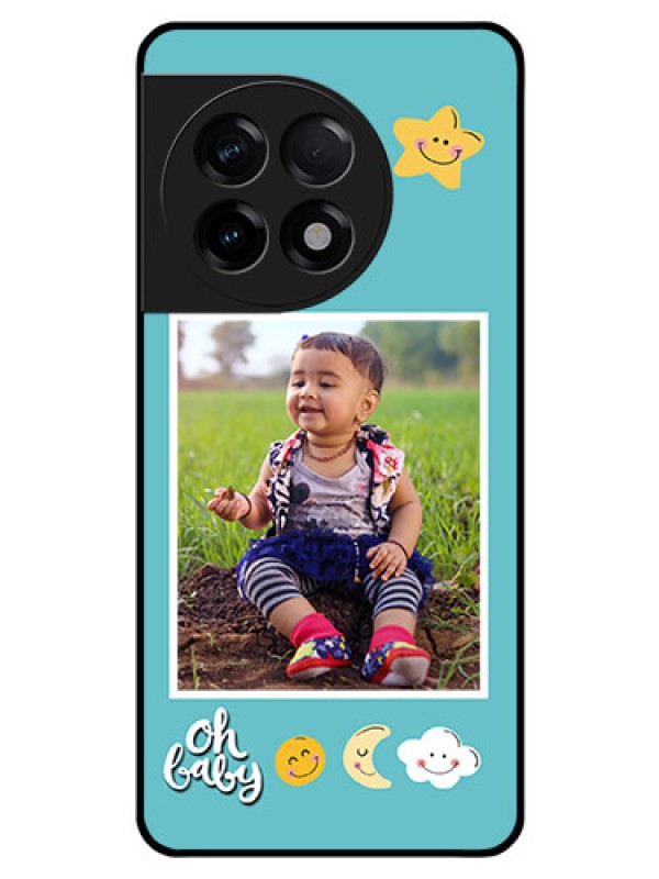 Custom OnePlus 11R 5G Personalized Glass Phone Case - Smiley Kids Stars Design