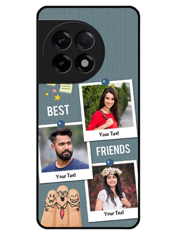 Custom OnePlus 11R 5G Personalized Glass Phone Case - Sticky Frames and Friendship Design