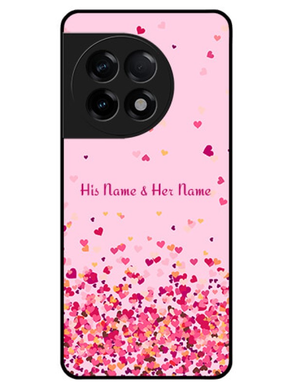 Custom OnePlus 11R 5G Photo Printing on Glass Case - Floating Hearts Design