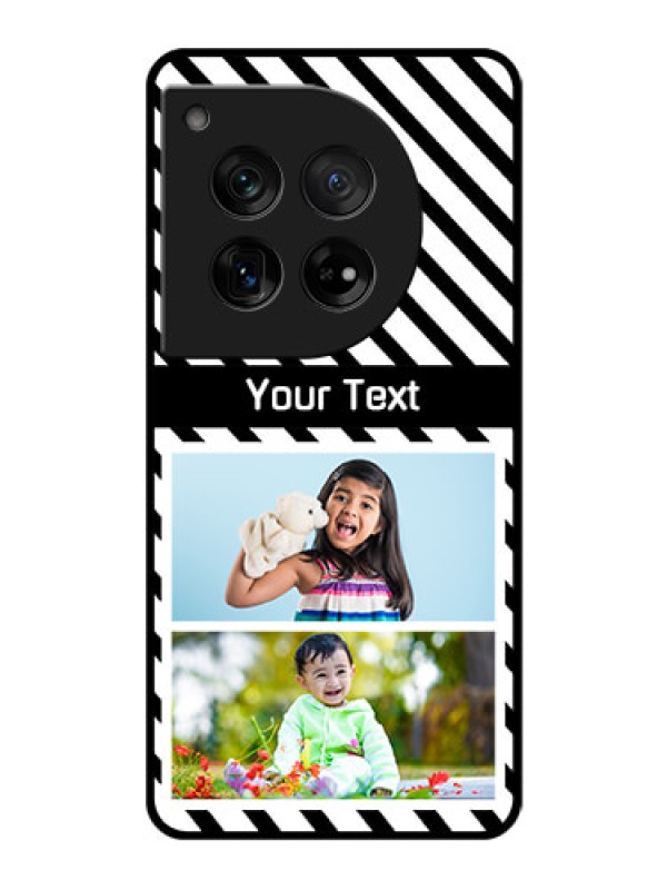 Custom OnePlus 12 5G Custom Glass Phone Case - Black And White Stripes Design