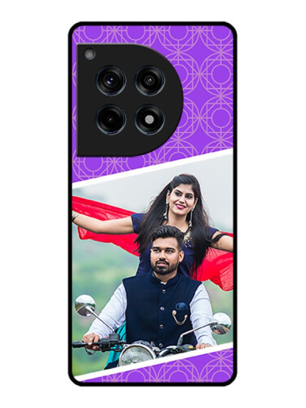 Custom Oneplus 12R 5G Custom Glass Phone Case - Violet Color Pattern Design