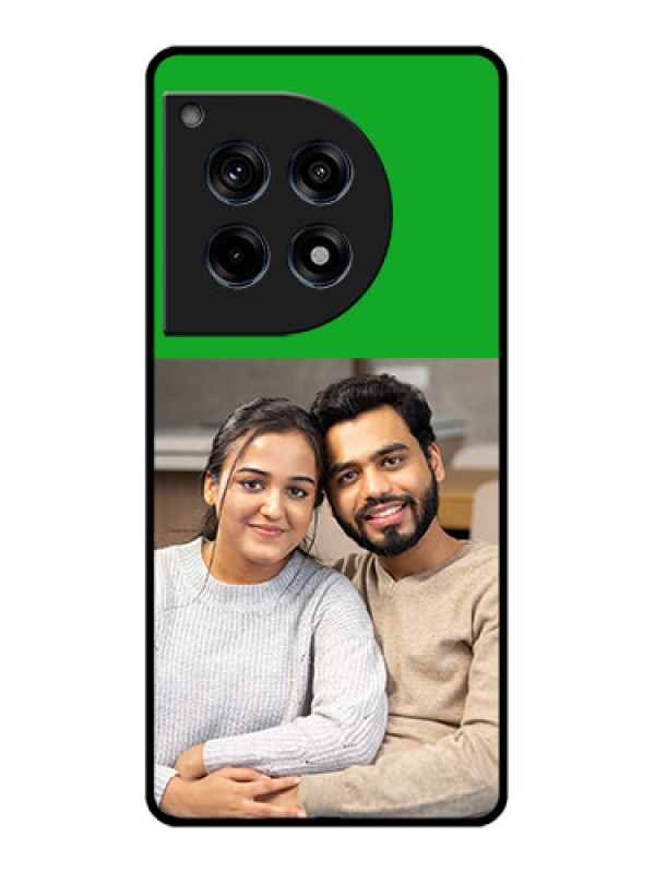 Custom Oneplus 12R 5G Custom Glass Phone Case - Green Pattern Design