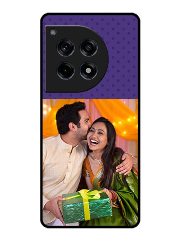 Custom Oneplus 12R 5G Custom Glass Phone Case - Violet Colored Pattern Design