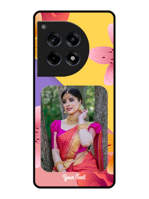 Custom Oneplus 12R 5G Custom Glass Phone Case - 3 Image With Vintage Floral Design