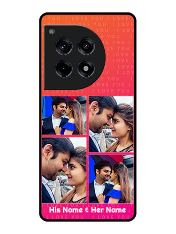 Custom Oneplus 12R 5G Custom Glass Phone Case - I Love You Pink Design
