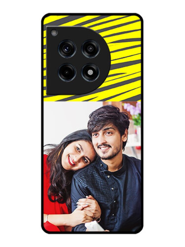 Custom Oneplus 12R 5G Custom Glass Phone Case - Yellow Abstract Design
