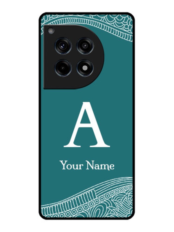 Custom Oneplus 12R 5G Custom Glass Phone Case - Line Art Pattern With Custom Name Design