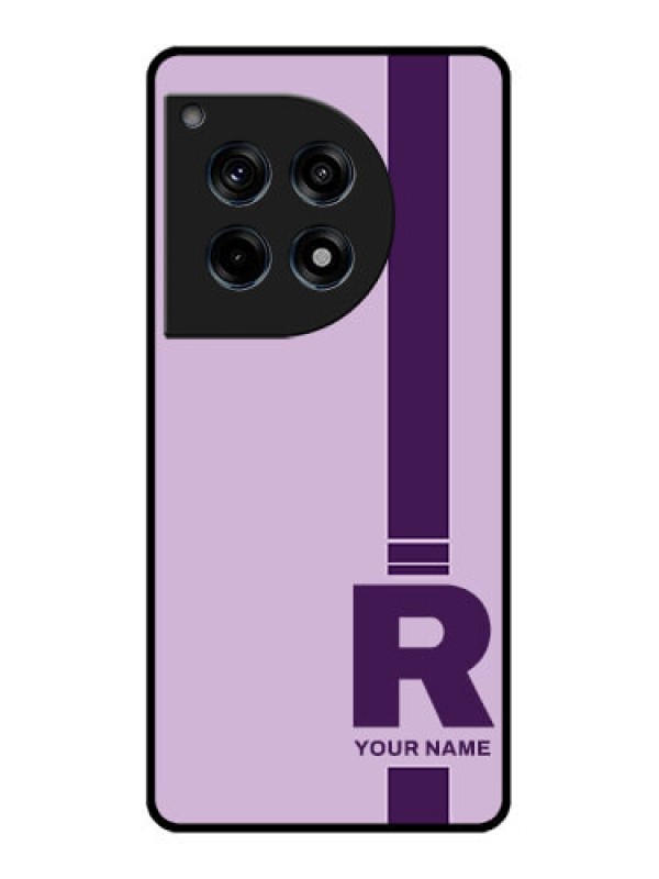 Custom Oneplus 12R 5G Custom Glass Phone Case - Simple Dual Tone Stripe With Name Design