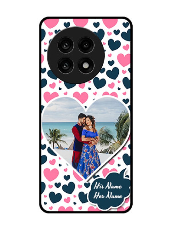 Custom OnePlus 13R 5G Custom Glass Phone Case - Pink and Blue Heart Design