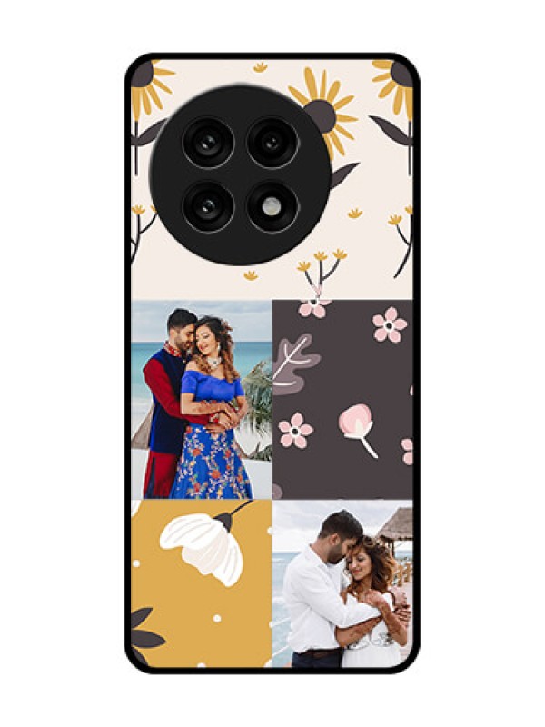 Custom OnePlus 13R 5G Custom Glass Phone Case - 3 Images With Floral Design