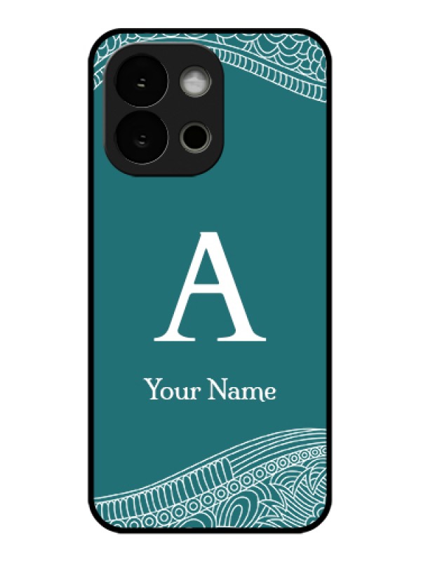 Custom OnePlus 13s 5G Custom Glass Phone Case - Line Art Pattern With Custom Name Design