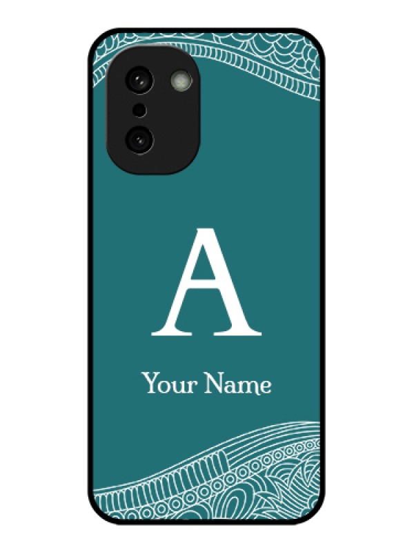 Custom OnePlus 15R 5G Custom Glass Phone Case - Line Art Pattern With Custom Name Design