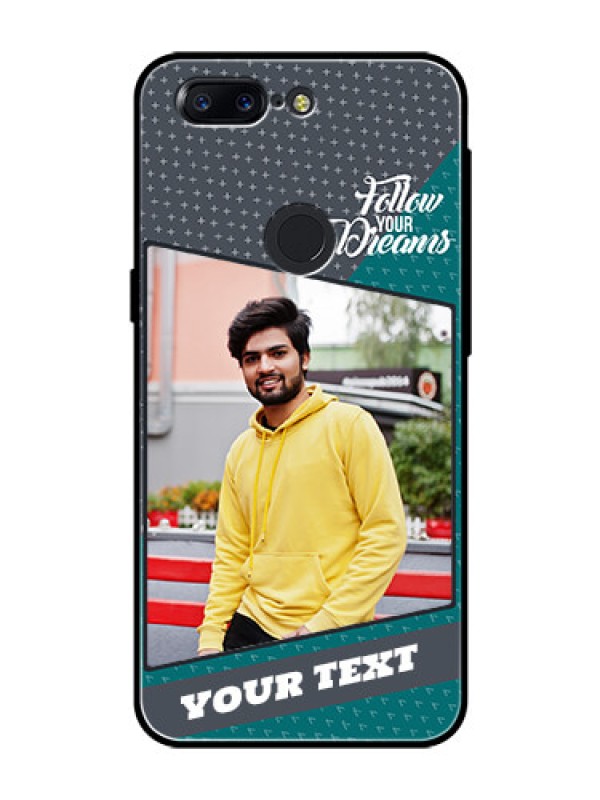 Custom OnePlus 5T Personalized Glass Phone Case  - Background Pattern Design with Quote