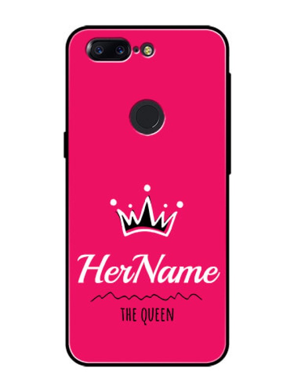 Custom Oneplus 5T Glass Phone Case Queen with Name