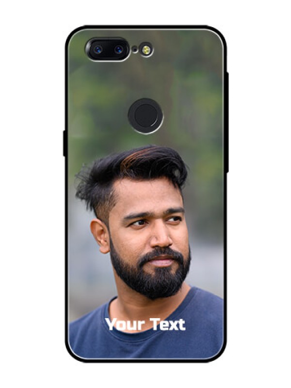 Custom Oneplus 5T Glass Mobile Cover: Photo with Text
