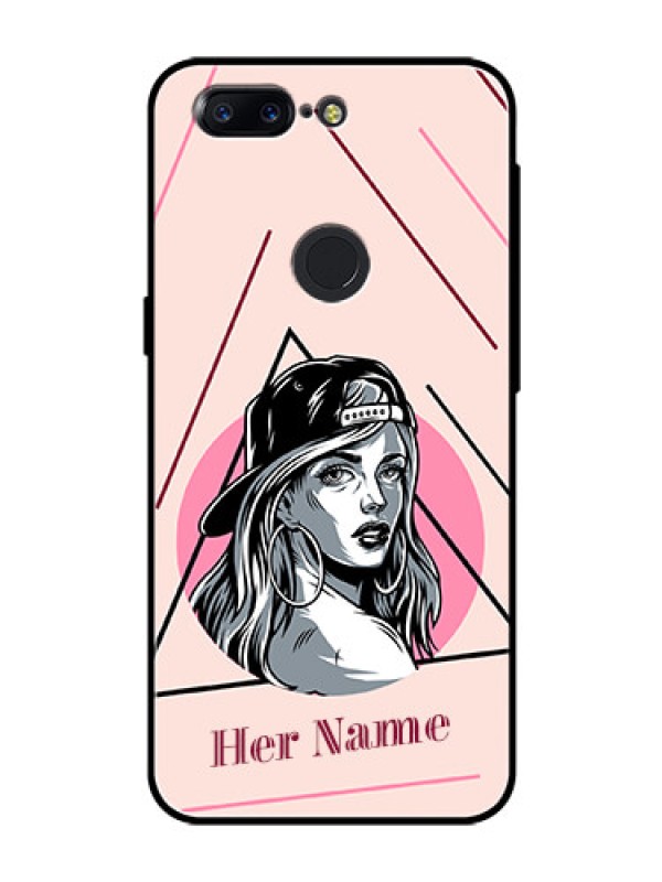 Custom OnePlus 5T Personalized Glass Phone Case - Rockstar Girl Design