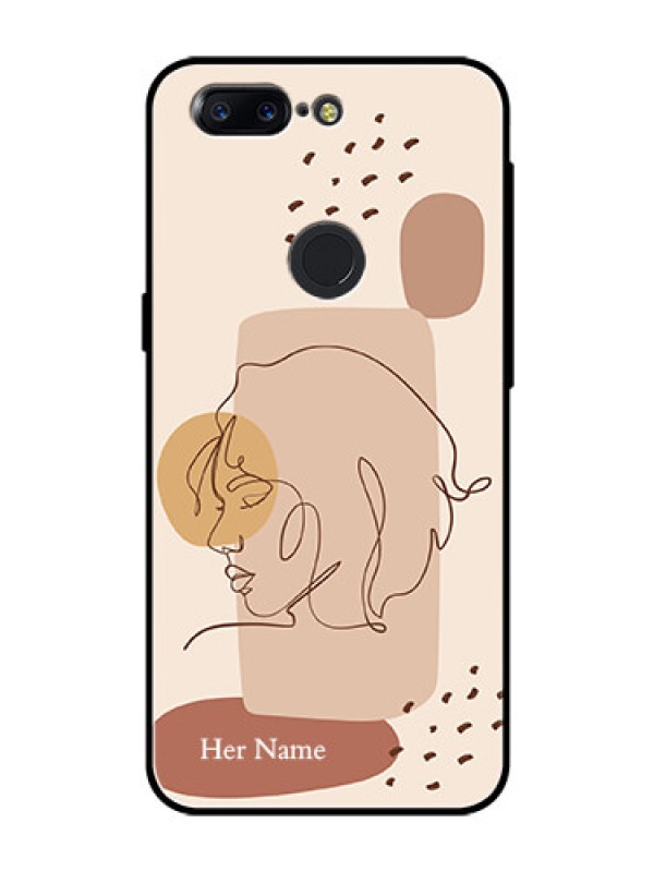 Custom OnePlus 5T Photo Printing on Glass Case - Calm Woman line art Design