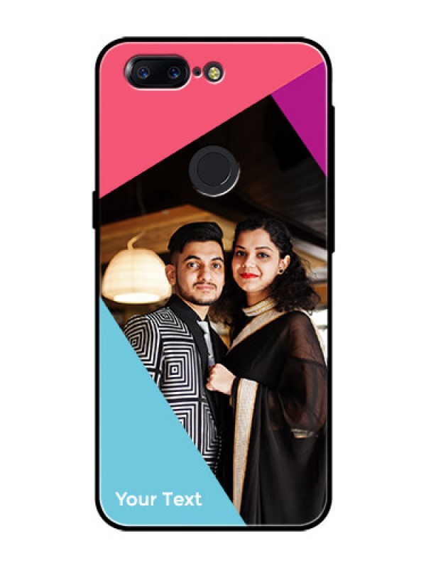Custom OnePlus 5T Custom Glass Mobile Case - Stacked Triple colour Design