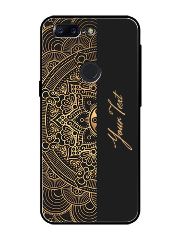 Custom OnePlus 5T Photo Printing on Glass Case - Mandala art with custom text Design