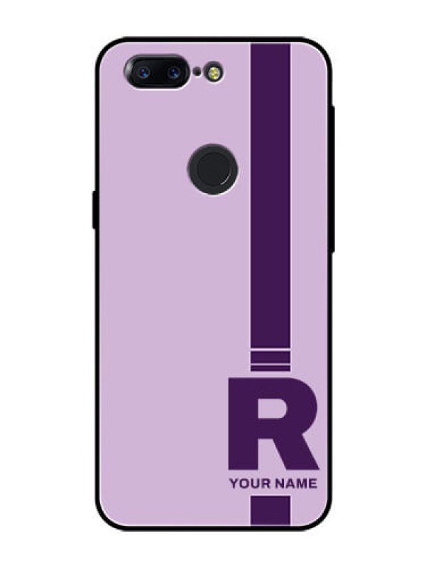 Custom OnePlus 5T Photo Printing on Glass Case - Simple dual tone stripe with name Design