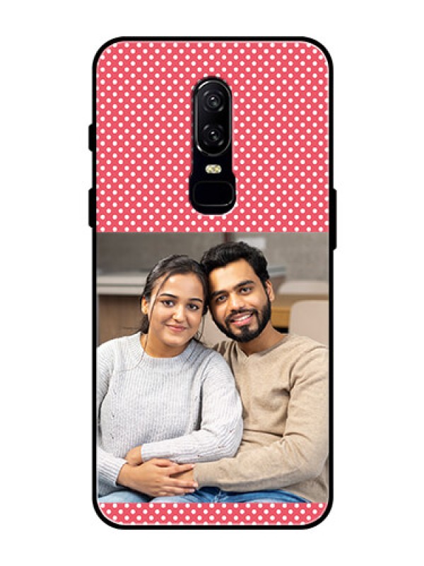 Custom OnePlus 6 Custom Glass Phone Case  - White Dotted Design
