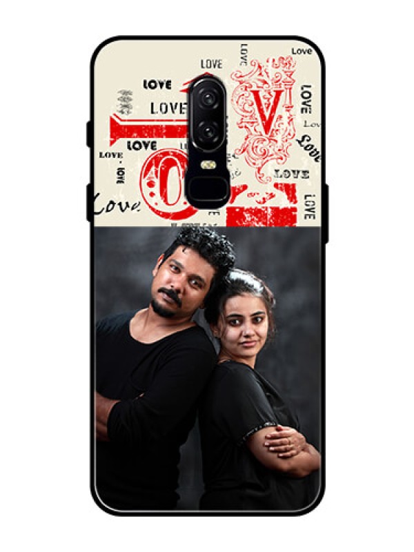 Custom OnePlus 6 Photo Printing on Glass Case  - Trendy Love Design Case