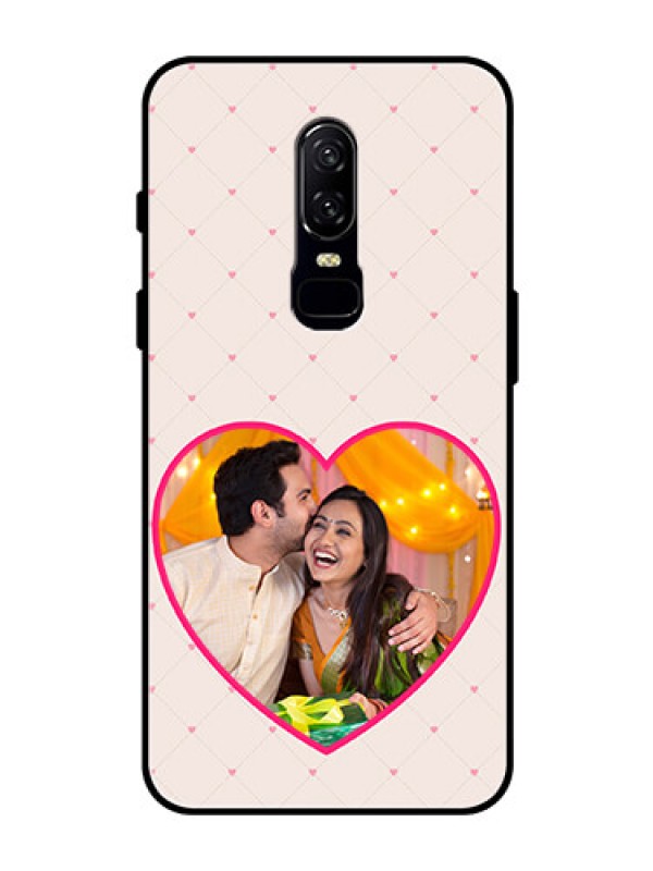 Custom OnePlus 6 Custom Glass Mobile Case  - Heart Shape Design
