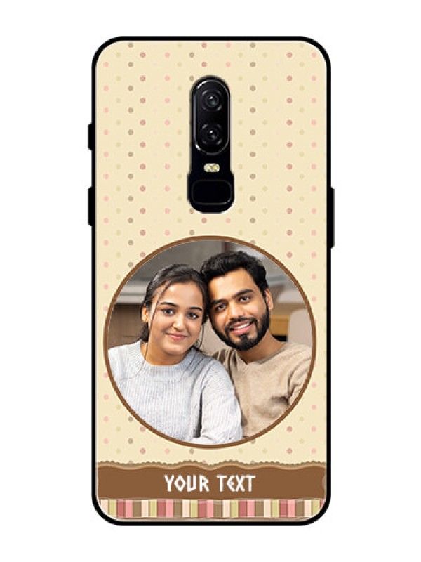 Custom OnePlus 6 Custom Glass Mobile Case  - Brown Dotted Mobile Case Design