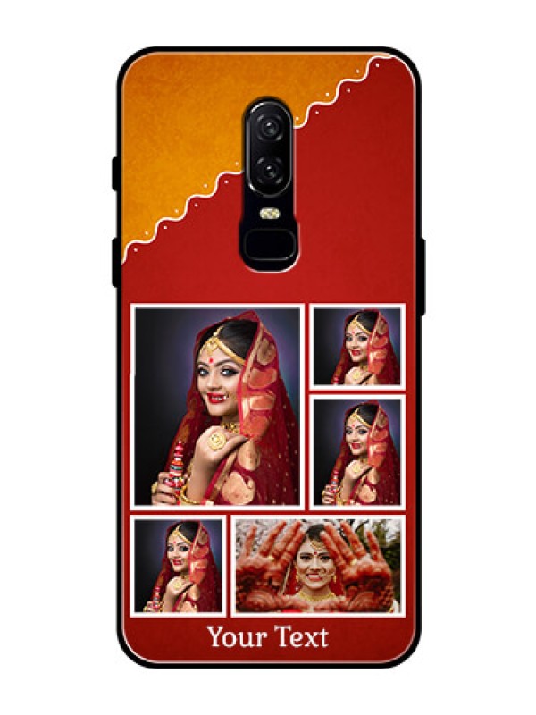 Custom OnePlus 6 Personalized Glass Phone Case  - Wedding Pic Upload Design