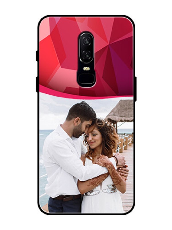 Custom OnePlus 6 Custom Glass Mobile Case  - Red Abstract Design