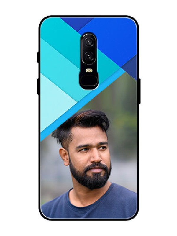Custom OnePlus 6 Custom Glass Phone Case  - Blue Pattern Design