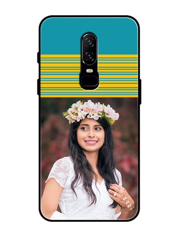 Custom OnePlus 6 Custom Glass Phone Case  - Yellow & Blue Design 
