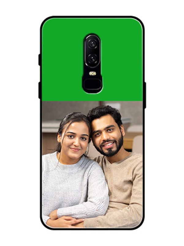 Custom OnePlus 6 Personalized Glass Phone Case  - Green Pattern Design