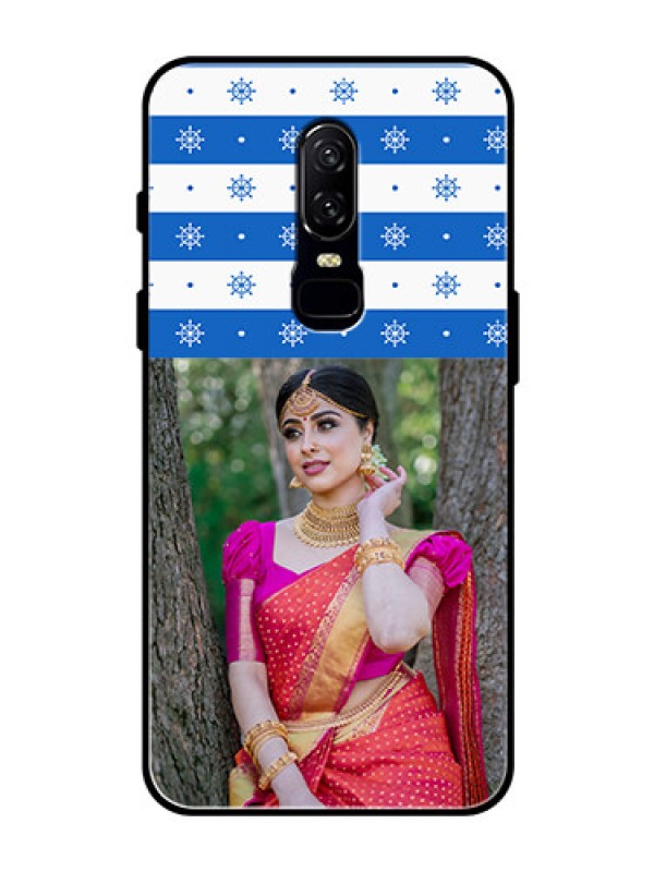 Custom OnePlus 6 Photo Printing on Glass Case  - Snow Pattern Design