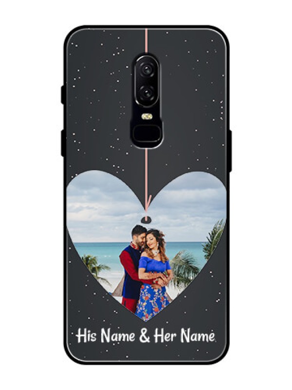 Custom OnePlus 6 Custom Glass Phone Case  - Hanging Heart Design
