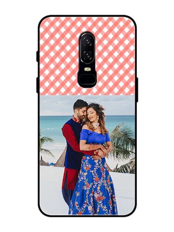 Custom OnePlus 6 Personalized Glass Phone Case  - Pink Pattern Design