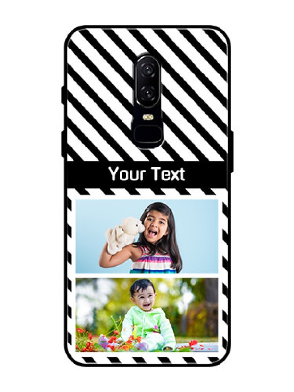 Custom OnePlus 6 Photo Printing on Glass Case  - Black And White Stripes Design