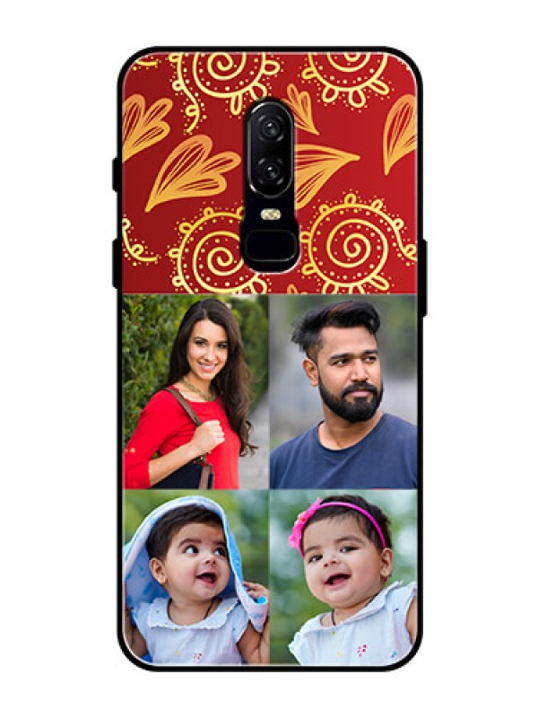Custom OnePlus 6 Photo Printing on Glass Case  - 4 Image Traditional Design