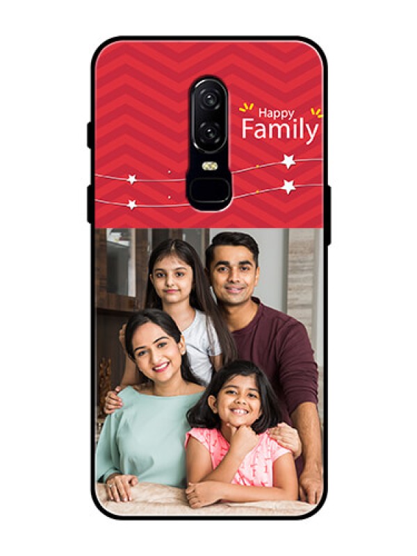 Custom OnePlus 6 Personalized Glass Phone Case  - Happy Family Design