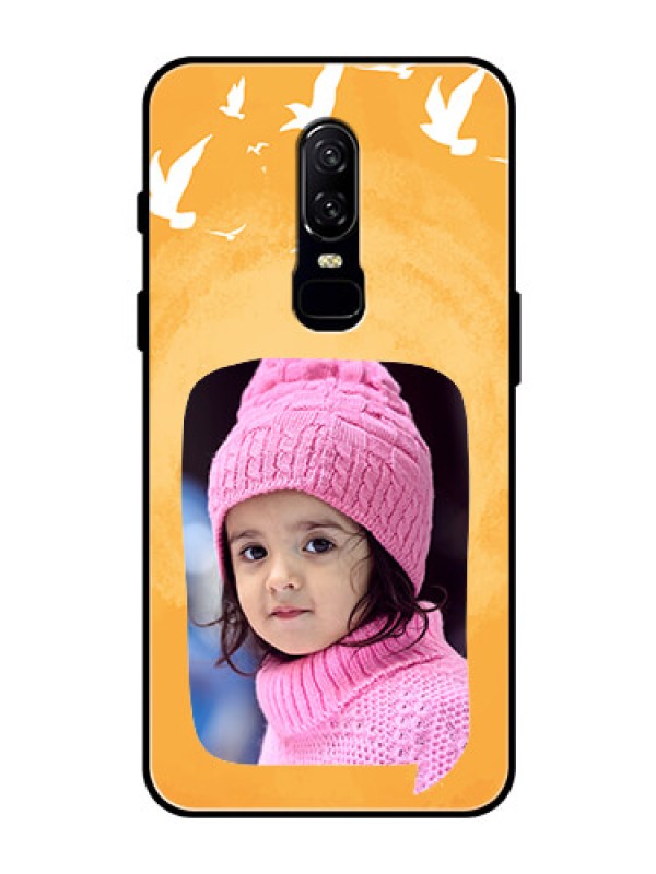 Custom OnePlus 6 Personalized Glass Phone Case  - Water Color Design with Bird Icons