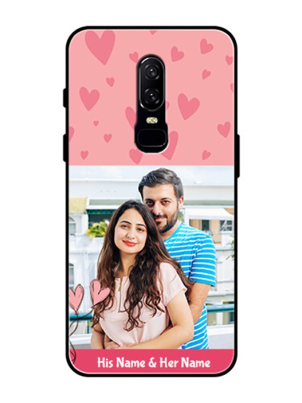 Custom OnePlus 6 Personalized Glass Phone Case  - Love Design Peach Color