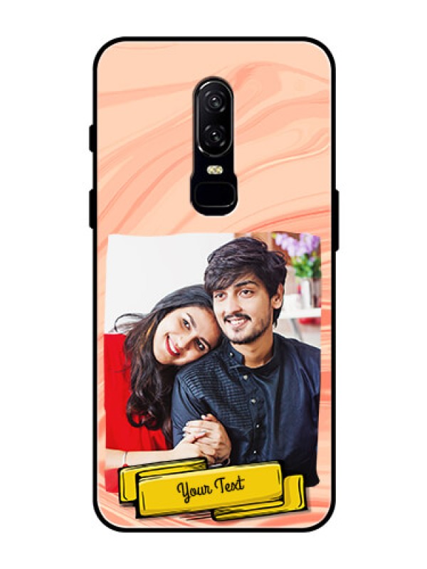 Custom OnePlus 6 Personalized Glass Phone Case  - Marble Texture Design